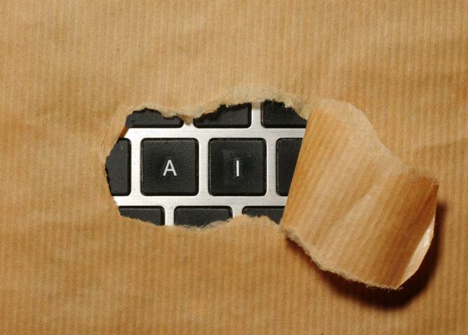 A piece of cardboard with a keyboard appearing through it