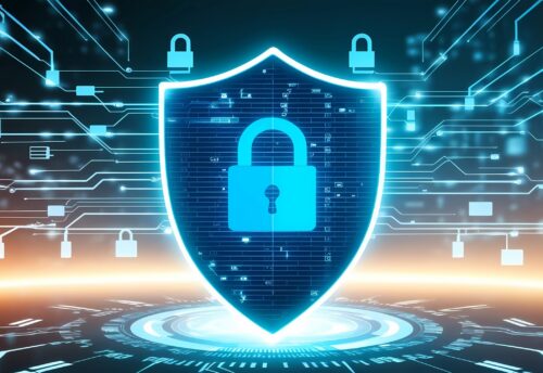 Free ai generated cybersecurity digital shield illustration