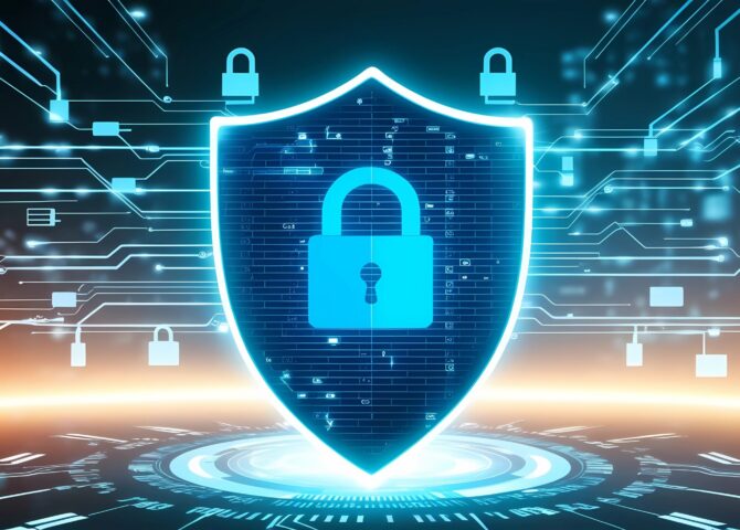 Free ai generated cybersecurity digital shield illustration